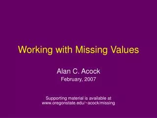 Working with Missing Values