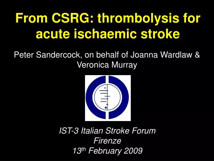 from csrg thrombolysis for acute ischaemic stroke