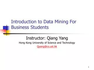 introduction to data mining for business students
