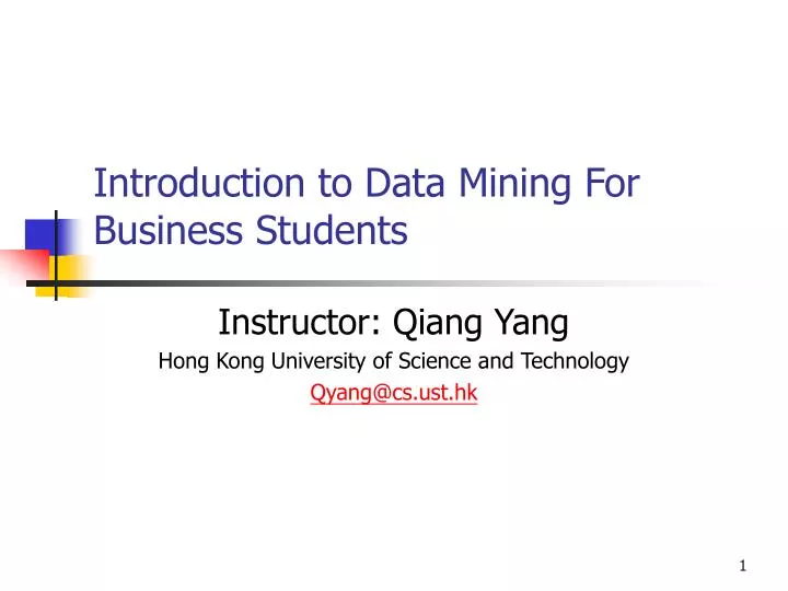 introduction to data mining for business students