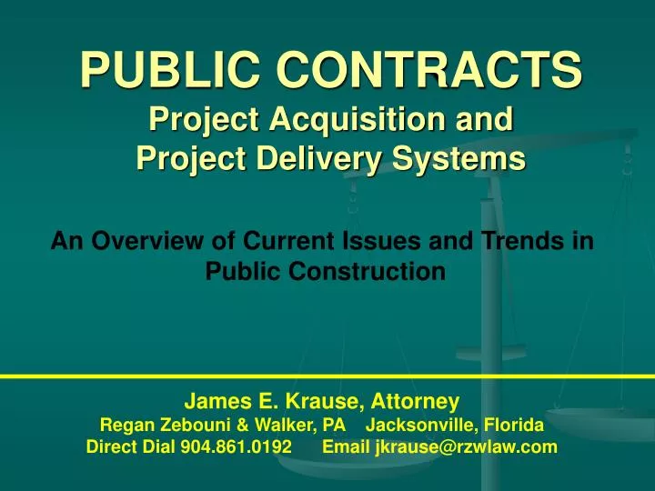 public contracts project acquisition and project delivery systems