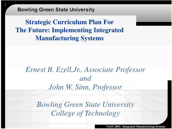 strategic curriculum plan for the future implementing integrated manufacturing systems