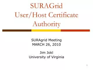 SURAGrid User/Host Certificate Authority