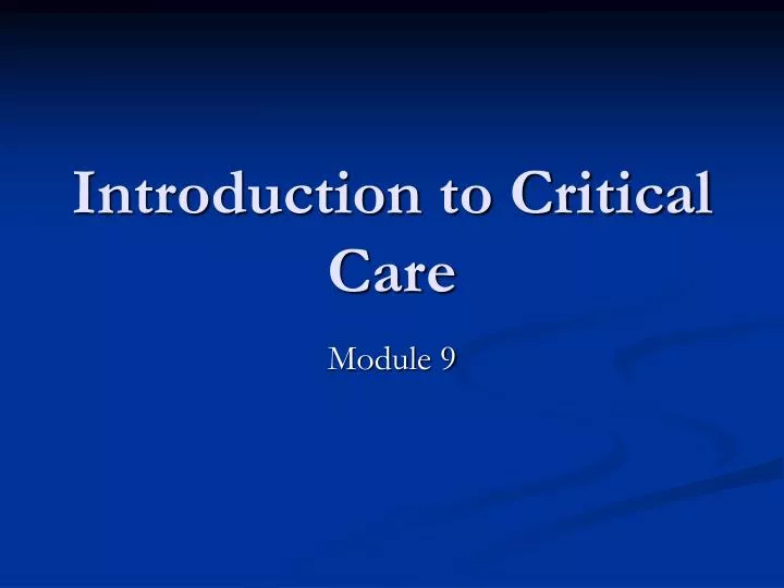 introduction to critical care