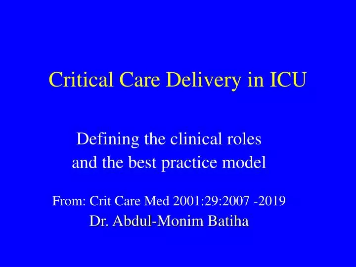 critical care delivery in icu