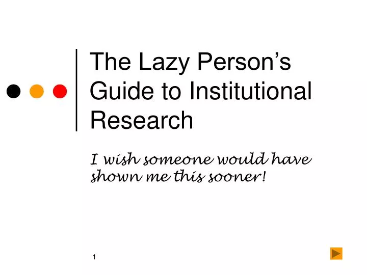 the lazy person s guide to institutional research