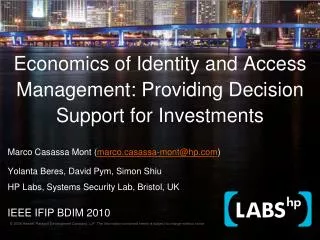 Economics of Identity and Access Management: Providing Decision Support for Investments