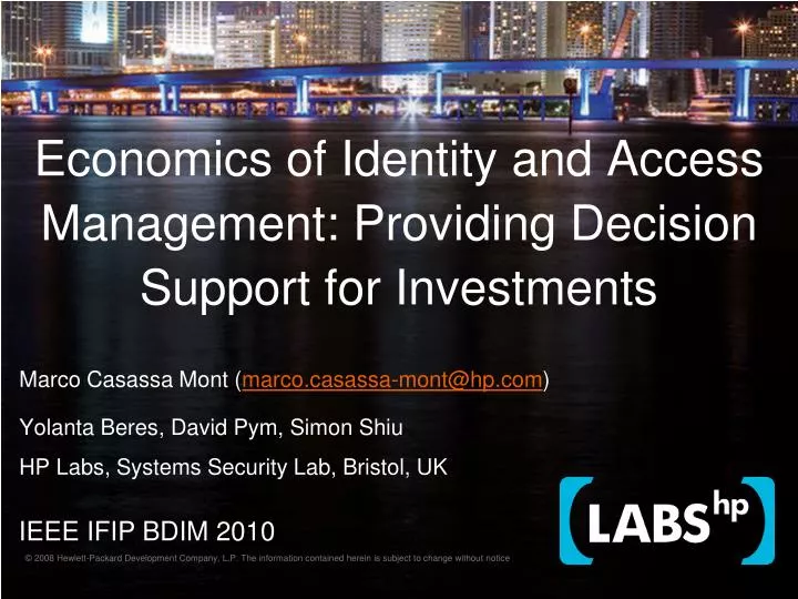 economics of identity and access management providing decision support for investments