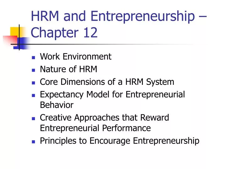 hrm and entrepreneurship chapter 12