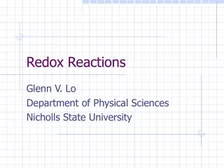 Redox Reactions