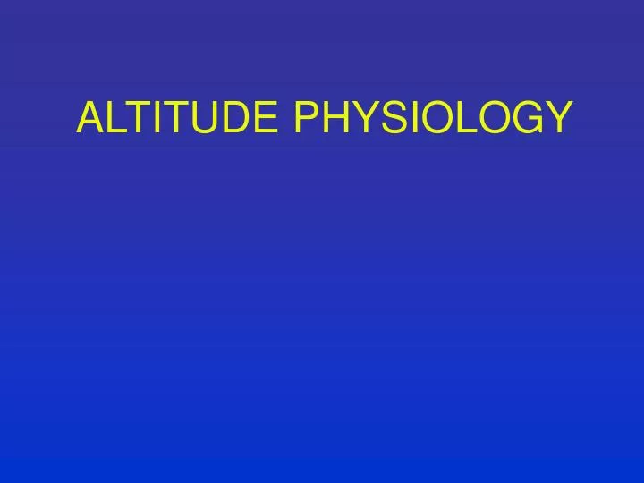 altitude physiology