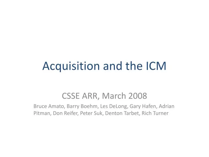 acquisition and the icm