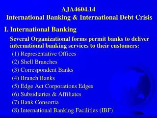 AJA4604.14 International Banking &amp; International Debt Crisis
