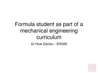 Formula student as part of a mechanical engineering curriculum