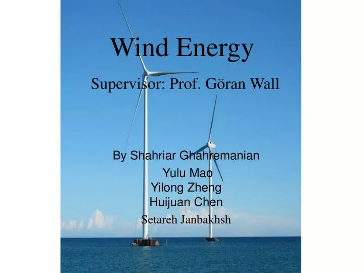 wind energy supervisor prof g ran wall