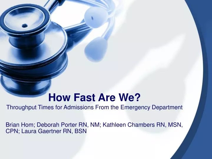 how fast are we throughput times for admissions from the emergency department