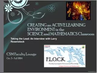 creating an active learning environment in the science and mathematics classroom