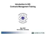 Introduction to IAS: Contracts Management Training