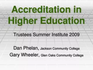 Accreditation in Higher Education