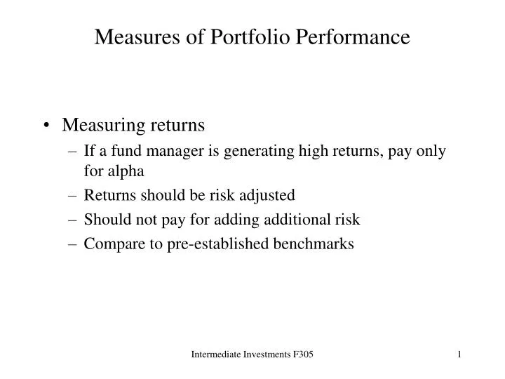 measures of portfolio performance