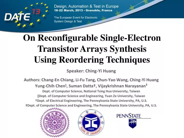 on reconfigurable single electron transistor arrays synthesis using reordering techniques