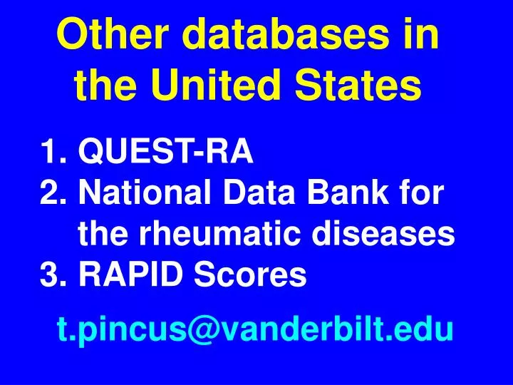 quest ra 2 national data bank for the rheumatic diseases 3 rapid scores