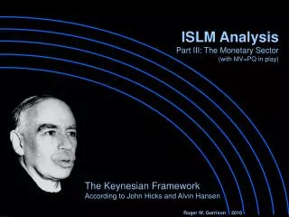 The Keynesian Framework According to John Hicks and Alvin Hansen