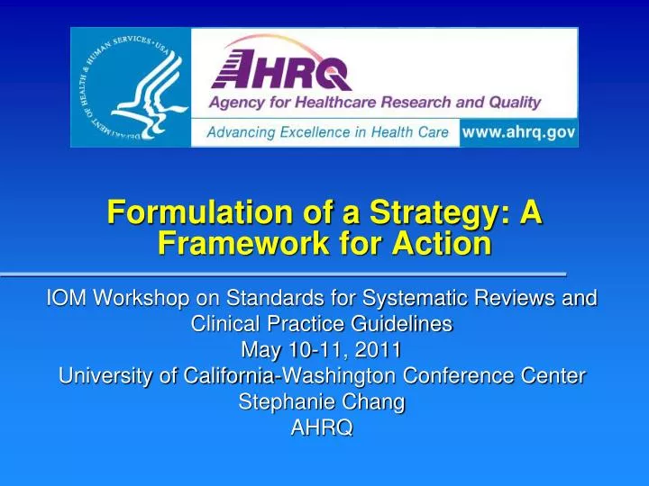 formulation of a strategy a framework for action