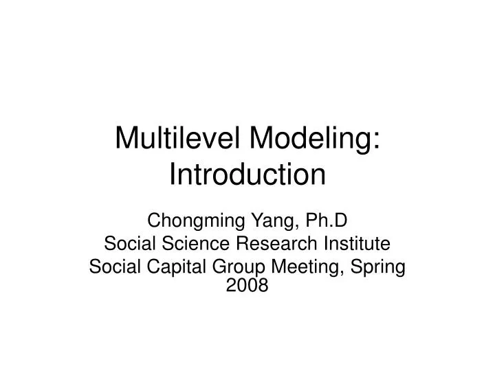 multilevel modeling introduction