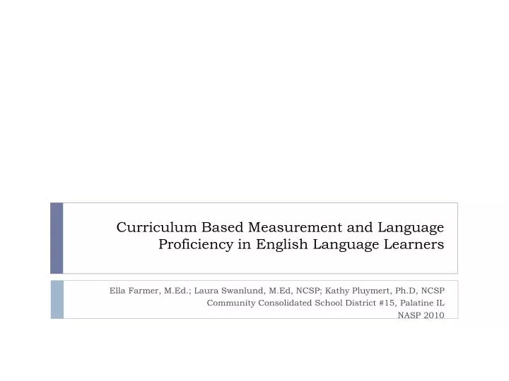 curriculum based measurement and language proficiency in english language learners