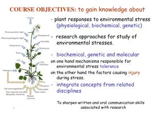 COURSE OBJECTIVES: to gain knowledge about