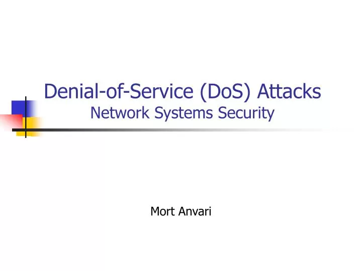denial of service dos attacks network systems security