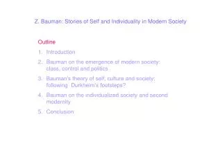 Z. Bauman: Stories of Self and Individuality in Modern Society