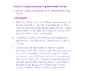 Political Changes characterizing the Modern Society