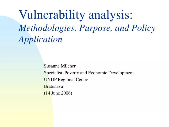 vulnerability analysis methodologies purpose and policy application