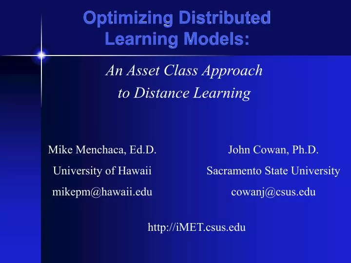 optimizing distributed learning models