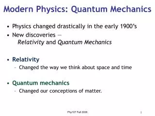 Modern Physics: Quantum Mechanics