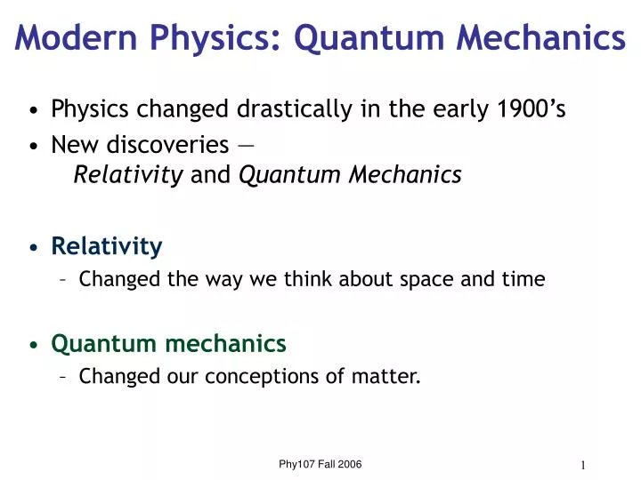 modern physics quantum mechanics