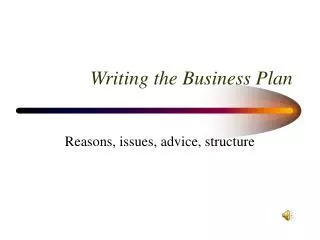 Writing the Business Plan