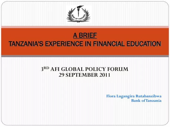 a brief tanzania s experience in financial education