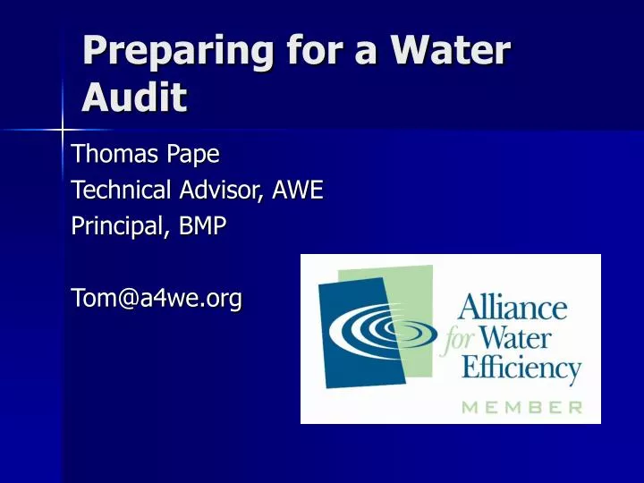 preparing for a water audit