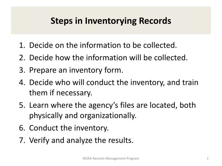 steps in inventorying records