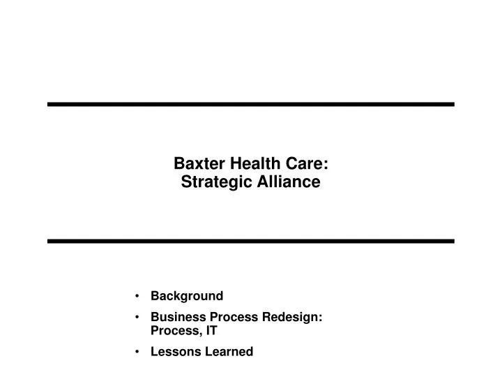 baxter health care strategic alliance