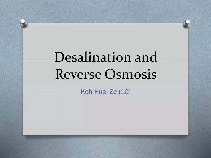 desalination and reverse osmosis