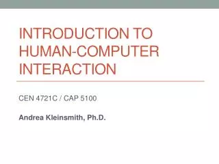 introduction to human computer interaction