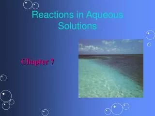 Reactions in Aqueous Solutions