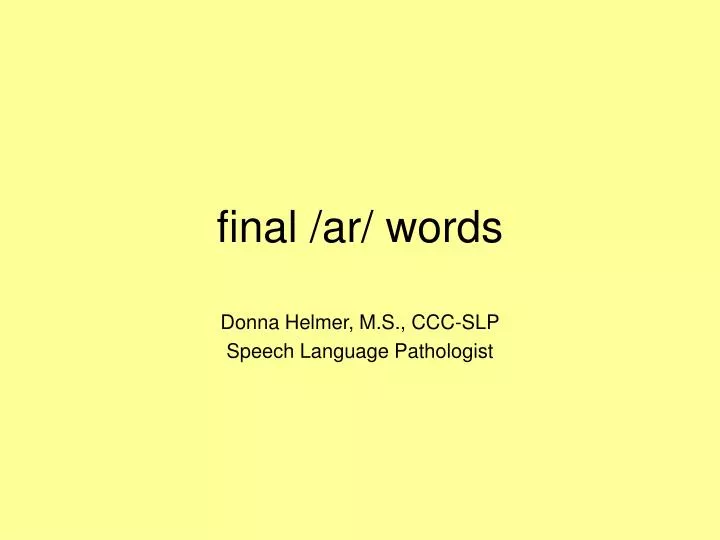 final ar words
