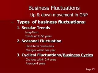 Business Fluctuations Up &amp; down movement in GNP