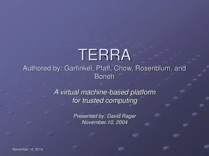 terra authored by garfinkel pfaff chow rosenblum and boneh