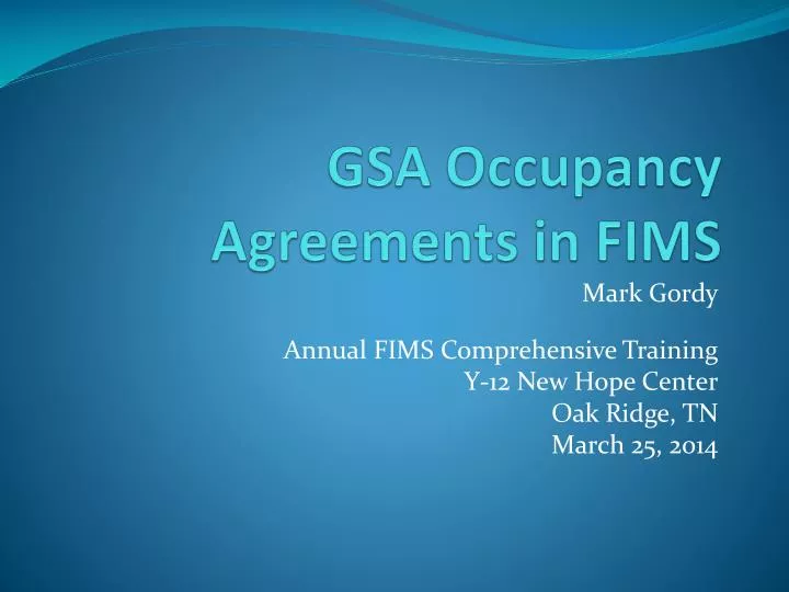 gsa occupancy agreements in fims